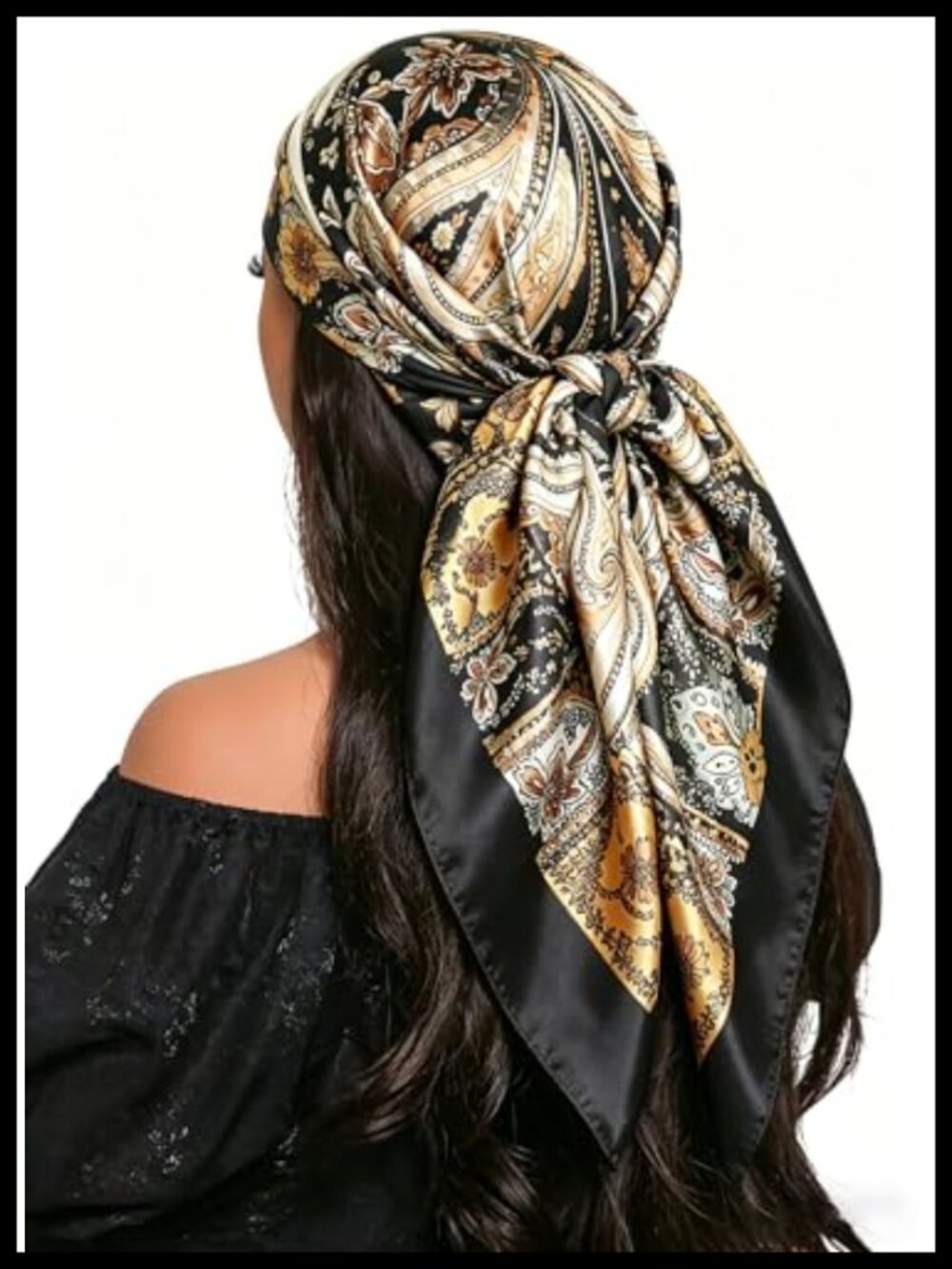 Satin Large 35'' Floral Head Scarf Lightweight Bandana